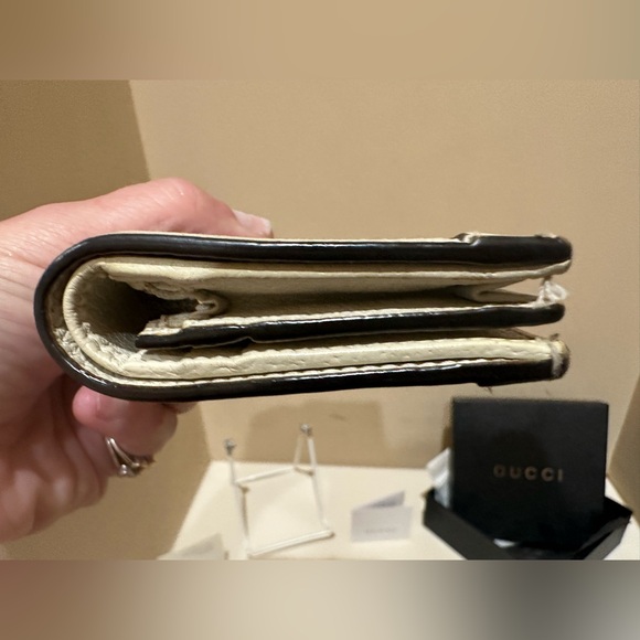 Gucci Ophidia Marmont White Web Bifold Snap Wallet w/box - Picture 5 of 13